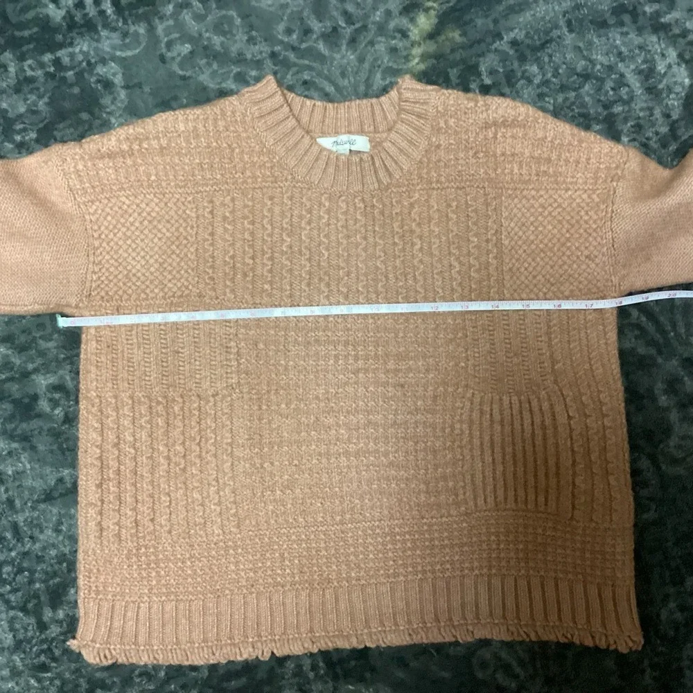 Madewell Merino Wool Textured Cableknit Sweater‎ Blush Tan / Camel Pink XS
